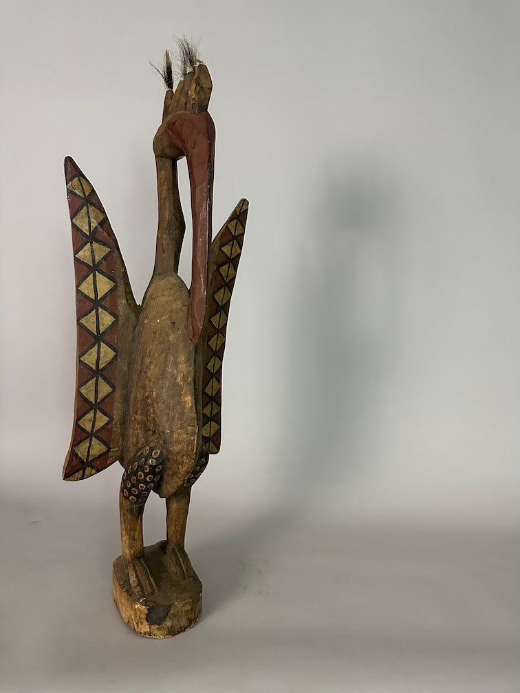 Senufo Contemporary Painted Hornbill Statue | 28" - Mali