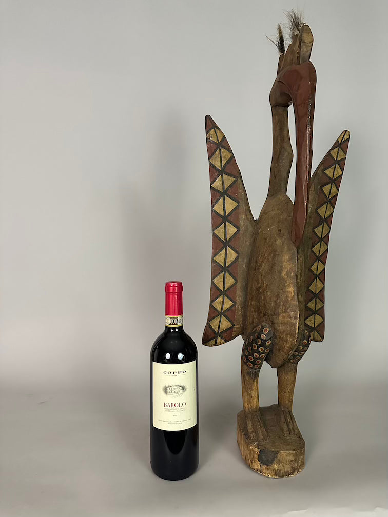 Senufo Contemporary Painted Hornbill Statue | 28" - Mali
