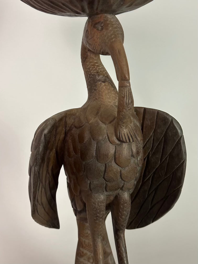 Senufo Contemporary Brown Covered Container-Top Hornbill Statue | 23" - Mali