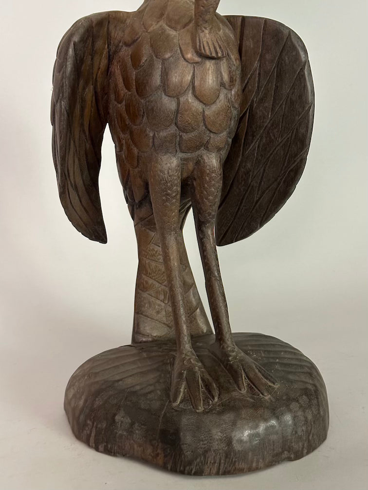 Senufo Contemporary Brown Covered Container-Top Hornbill Statue | 23" - Mali