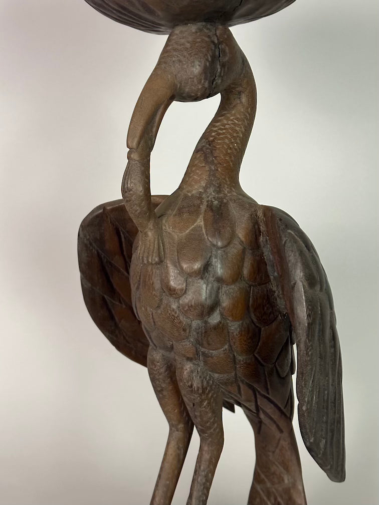 Senufo Contemporary Brown Covered Container-Top Hornbill Statue | 23" - Mali
