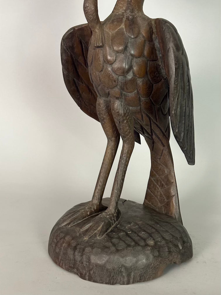 Senufo Contemporary Brown Covered Container-Top Hornbill Statue | 23" - Mali