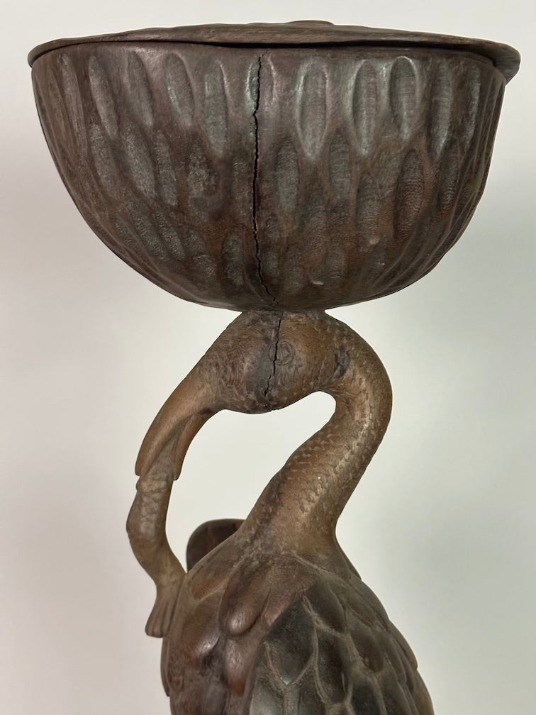 Senufo Contemporary Brown Covered Container-Top Hornbill Statue | 23" - Mali