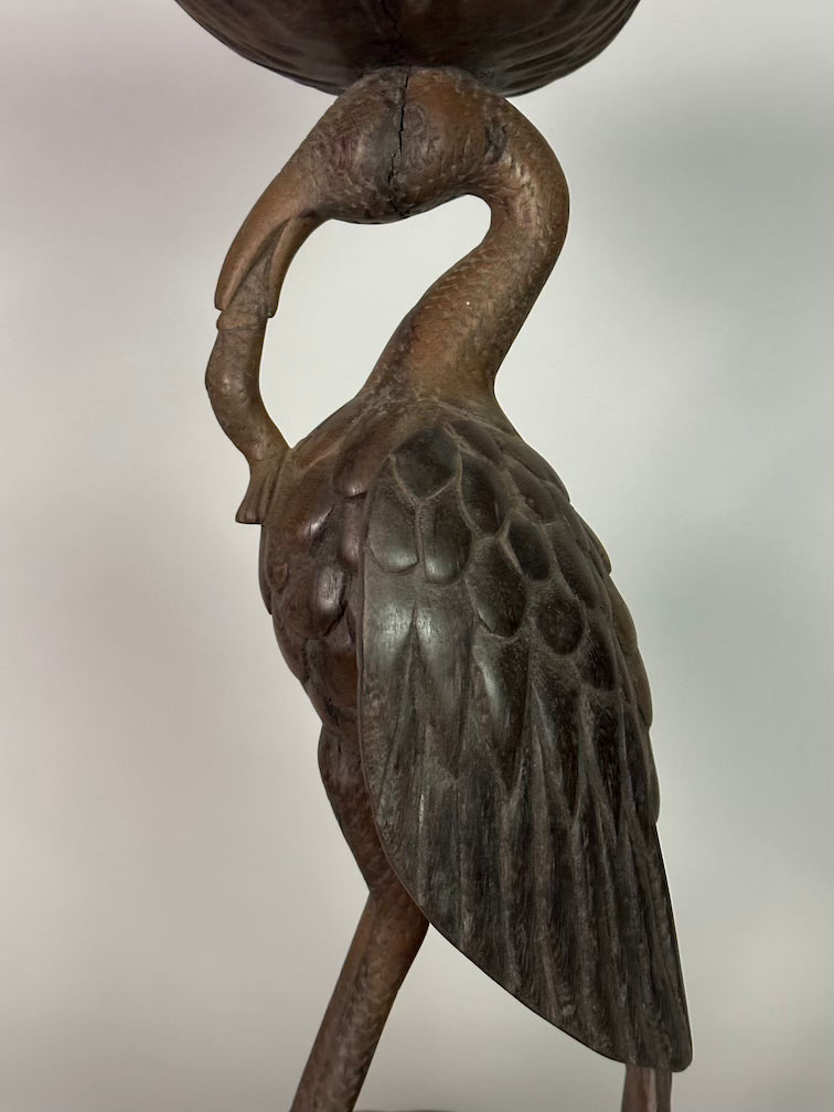 Senufo Contemporary Brown Covered Container-Top Hornbill Statue | 23" - Mali