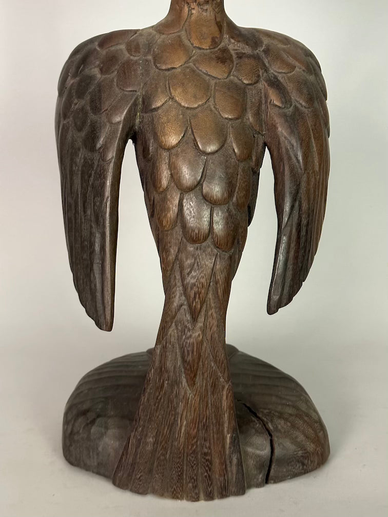 Senufo Contemporary Brown Covered Container-Top Hornbill Statue | 23" - Mali