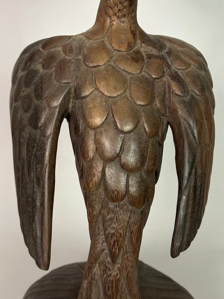 Senufo Contemporary Brown Covered Container-Top Hornbill Statue | 23" - Mali
