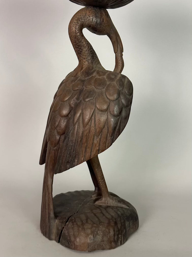 Senufo Contemporary Brown Covered Container-Top Hornbill Statue | 23" - Mali