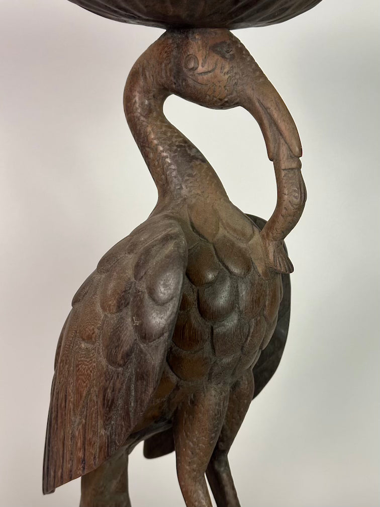 Senufo Contemporary Brown Covered Container-Top Hornbill Statue | 23" - Mali