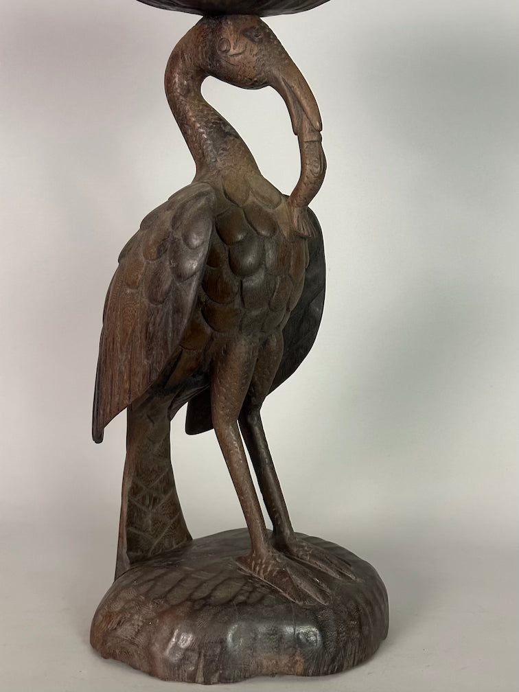 Senufo Contemporary Brown Covered Container-Top Hornbill Statue | 23" - Mali