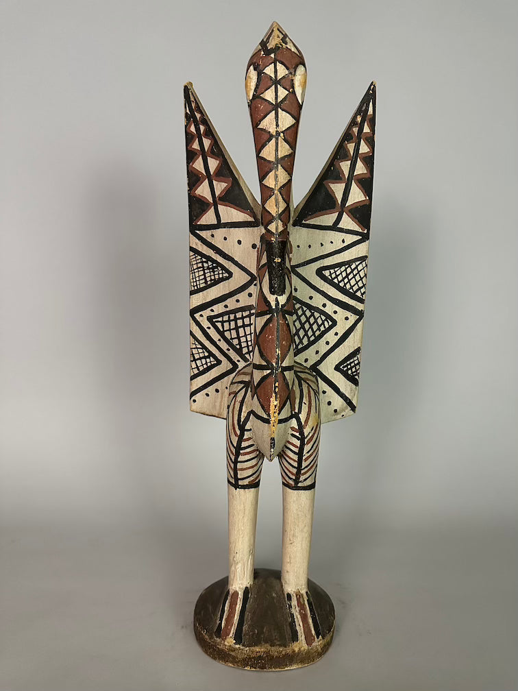 Senufo Contemporary Painted Hornbill Statue | 23" - Mali