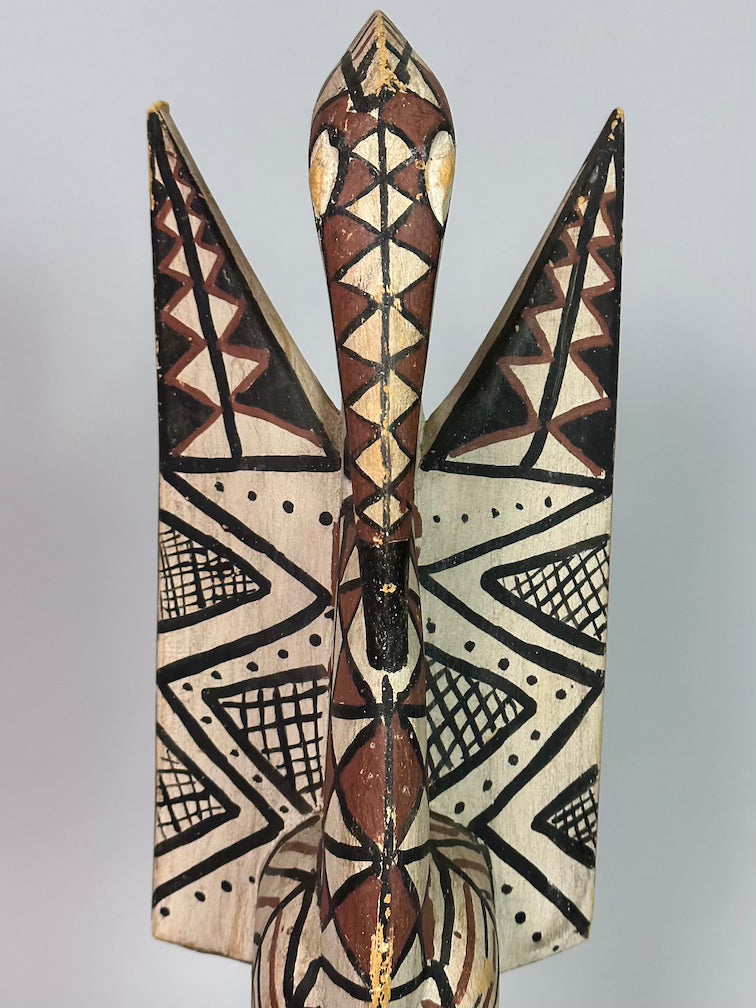 Senufo Contemporary Painted Hornbill Statue | 23" - Mali