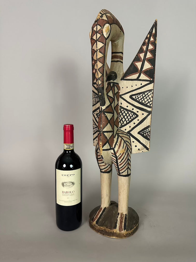 Senufo Contemporary Painted Hornbill Statue | 23" - Mali