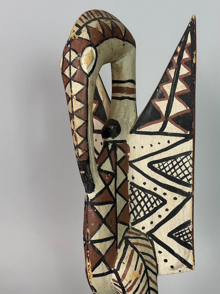 Senufo Contemporary Painted Hornbill Statue | 23" - Mali
