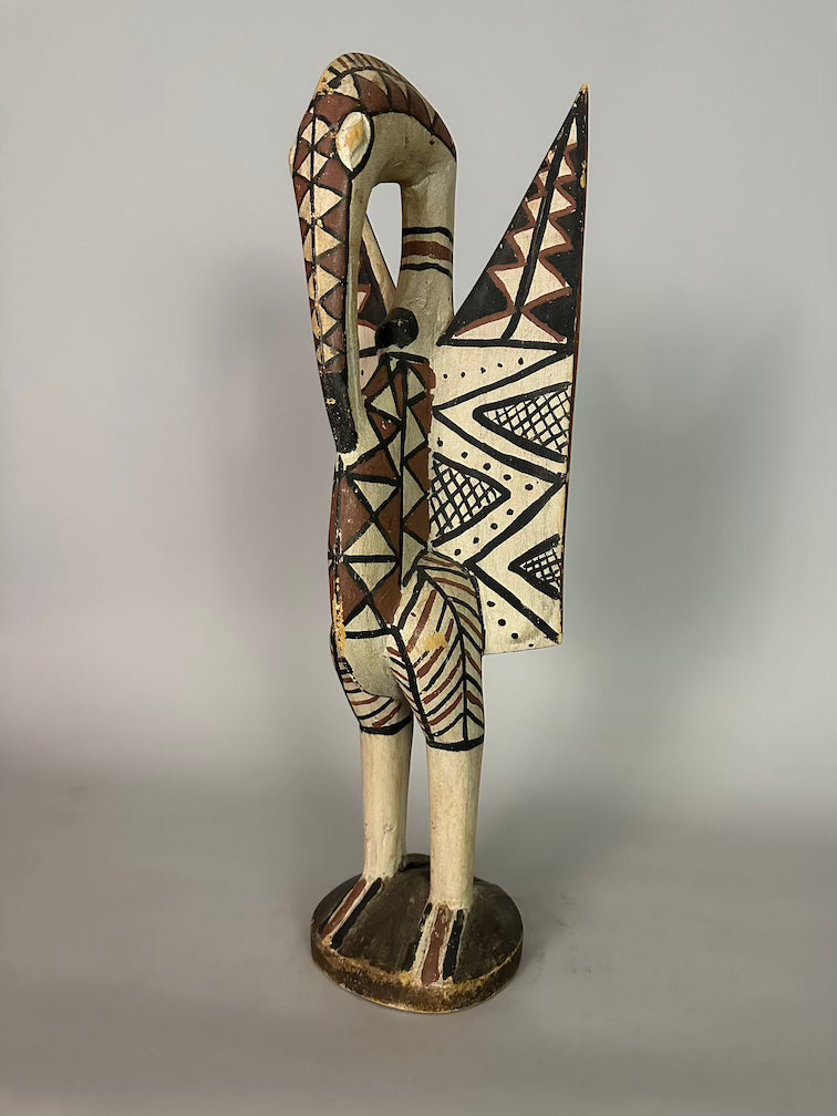 Senufo Contemporary Painted Hornbill Statue | 23" - Mali