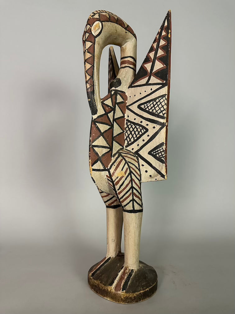 Senufo Contemporary Painted Hornbill Statue | 23" - Mali