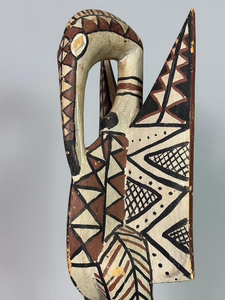 Senufo Contemporary Painted Hornbill Statue | 23" - Mali