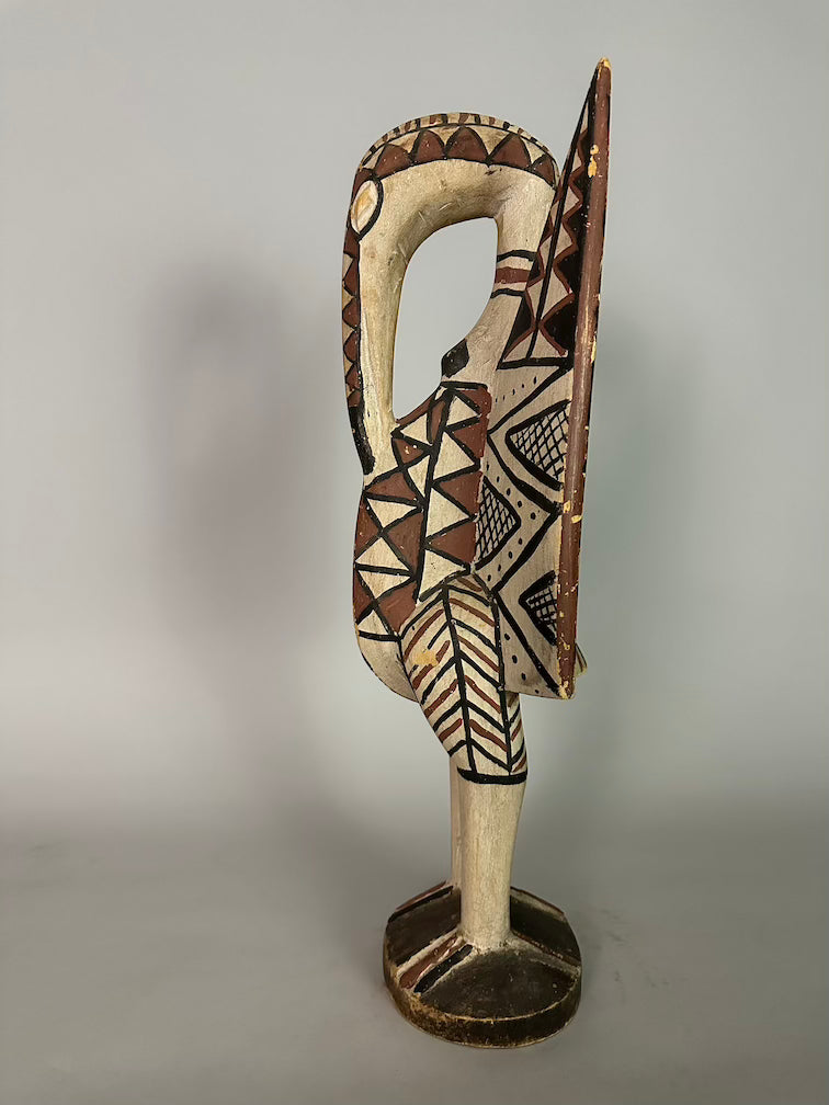 Senufo Contemporary Painted Hornbill Statue | 23" - Mali