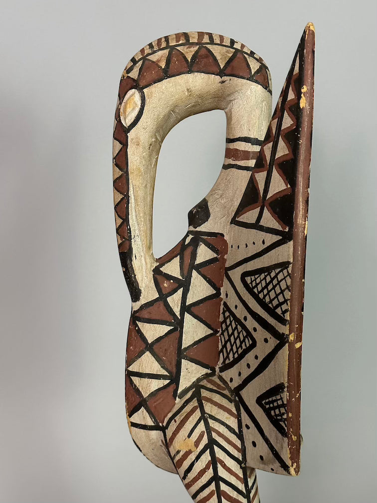 Senufo Contemporary Painted Hornbill Statue | 23" - Mali