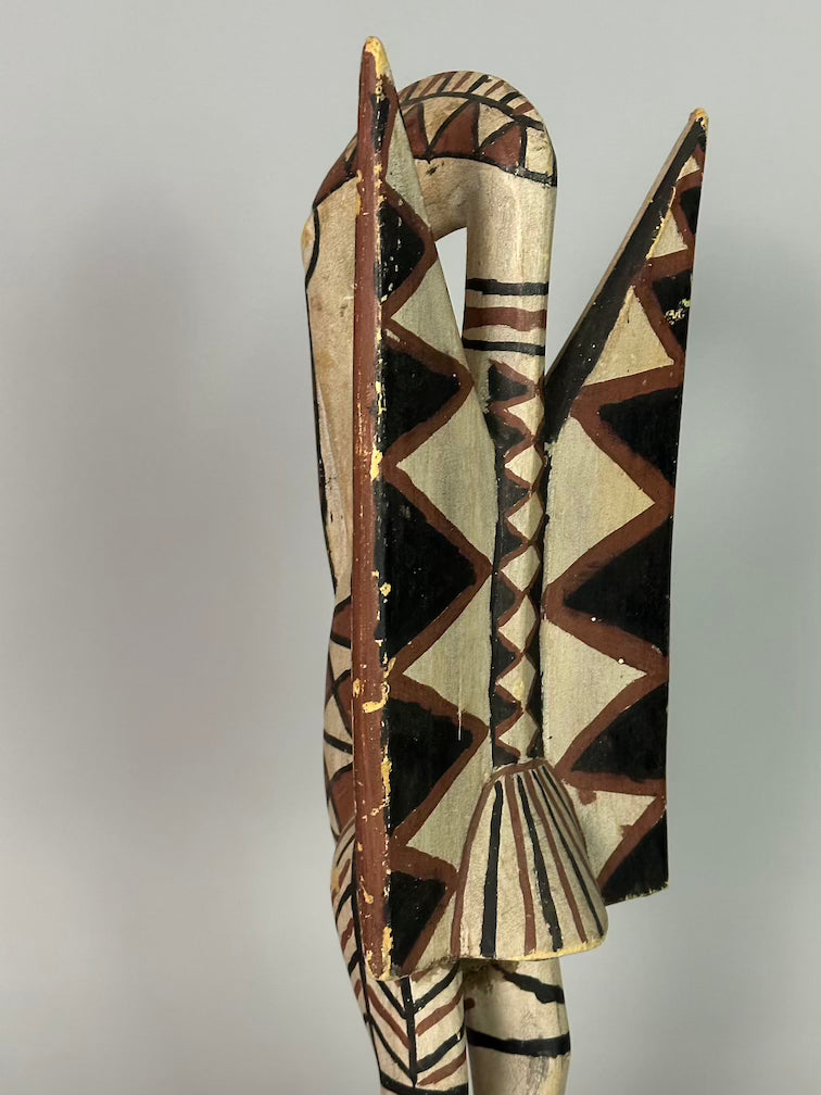 Senufo Contemporary Painted Hornbill Statue | 23" - Mali