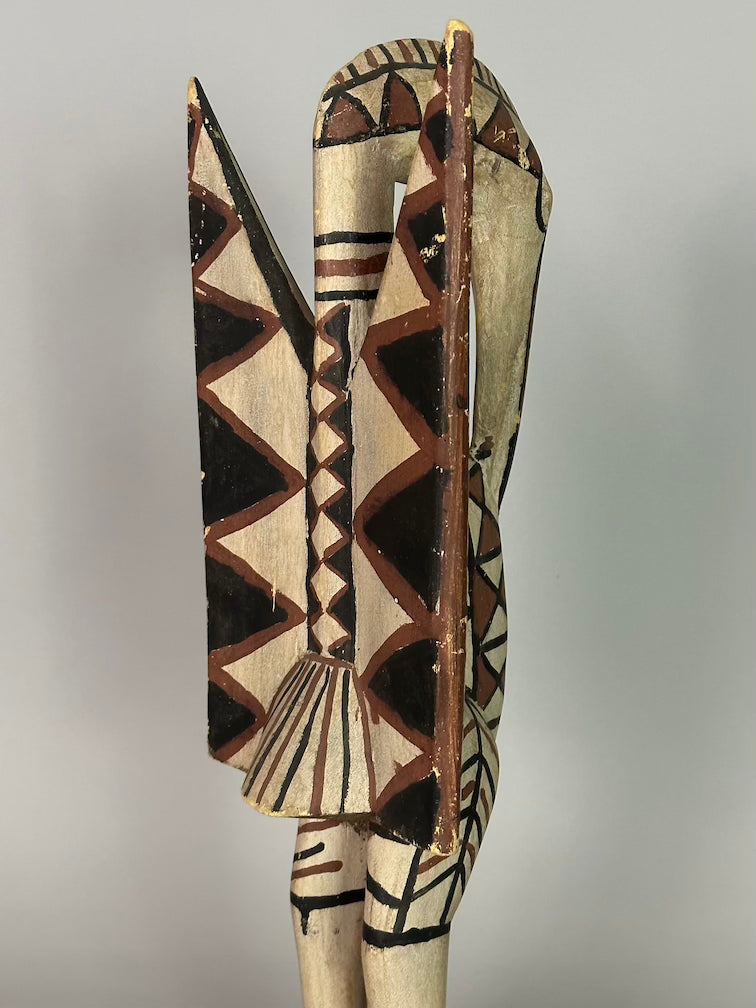 Senufo Contemporary Painted Hornbill Statue | 23" - Mali