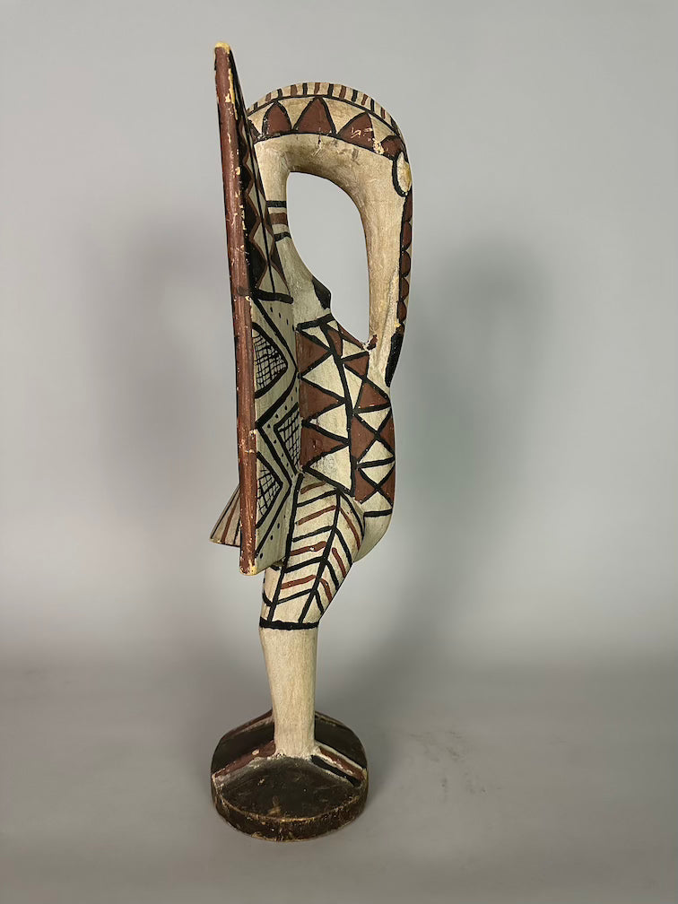 Senufo Contemporary Painted Hornbill Statue | 23" - Mali