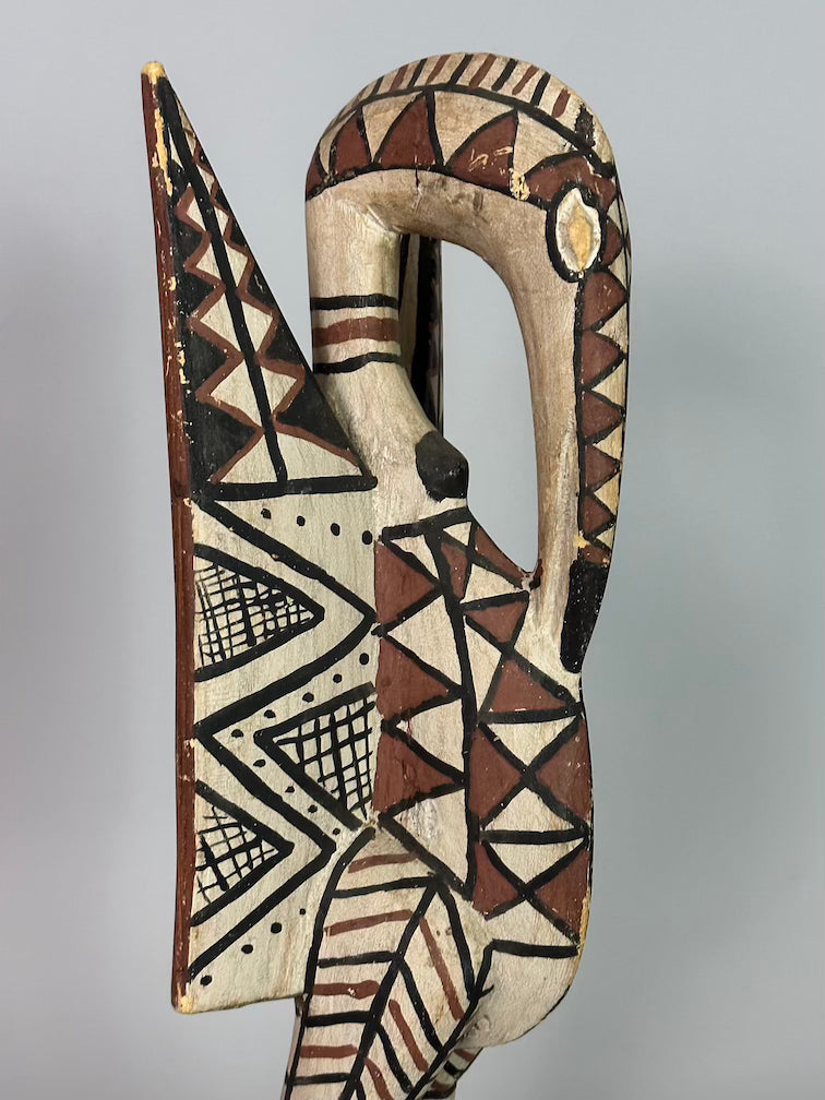 Senufo Contemporary Painted Hornbill Statue | 23" - Mali