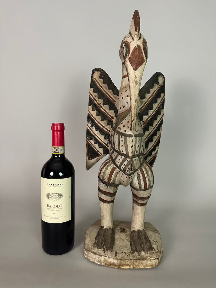 Senufo Contemporary Painted Hornbill Statue | 21" - Mali
