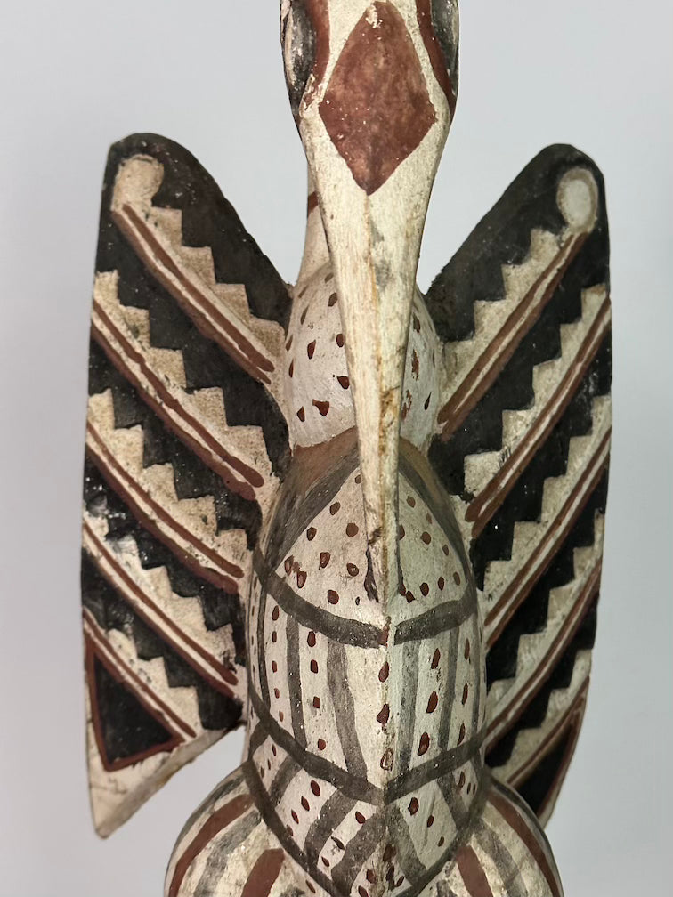 Senufo Contemporary Painted Hornbill Statue | 21" - Mali