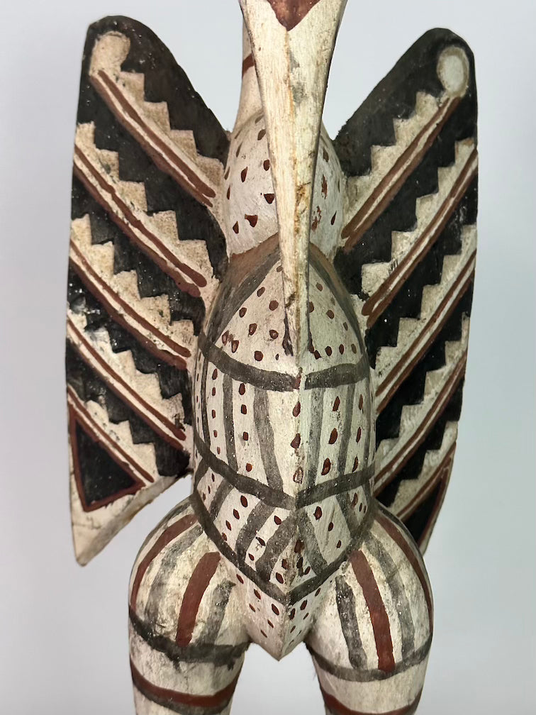 Senufo Contemporary Painted Hornbill Statue | 21" - Mali