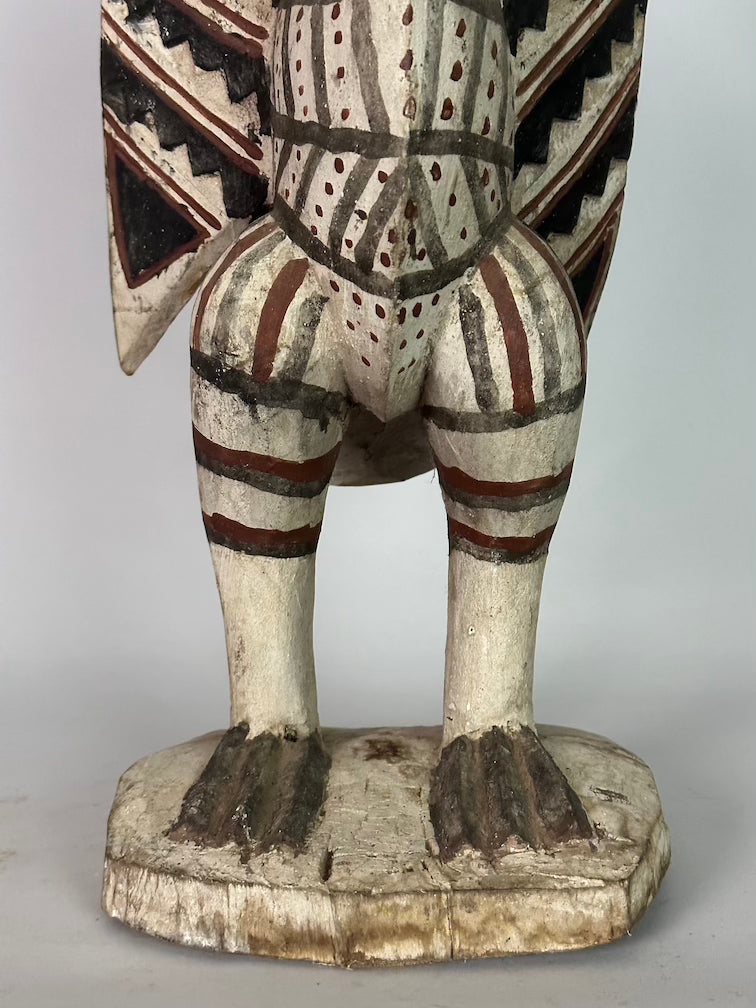 Senufo Contemporary Painted Hornbill Statue | 21" - Mali