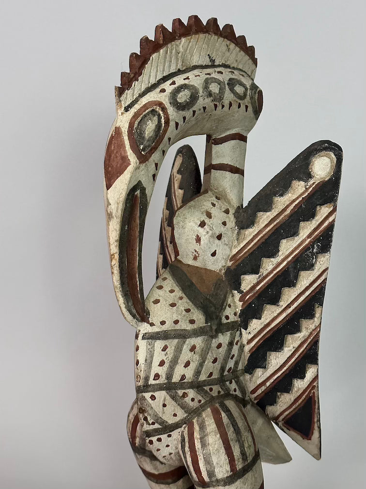 Senufo Contemporary Painted Hornbill Statue | 21" - Mali