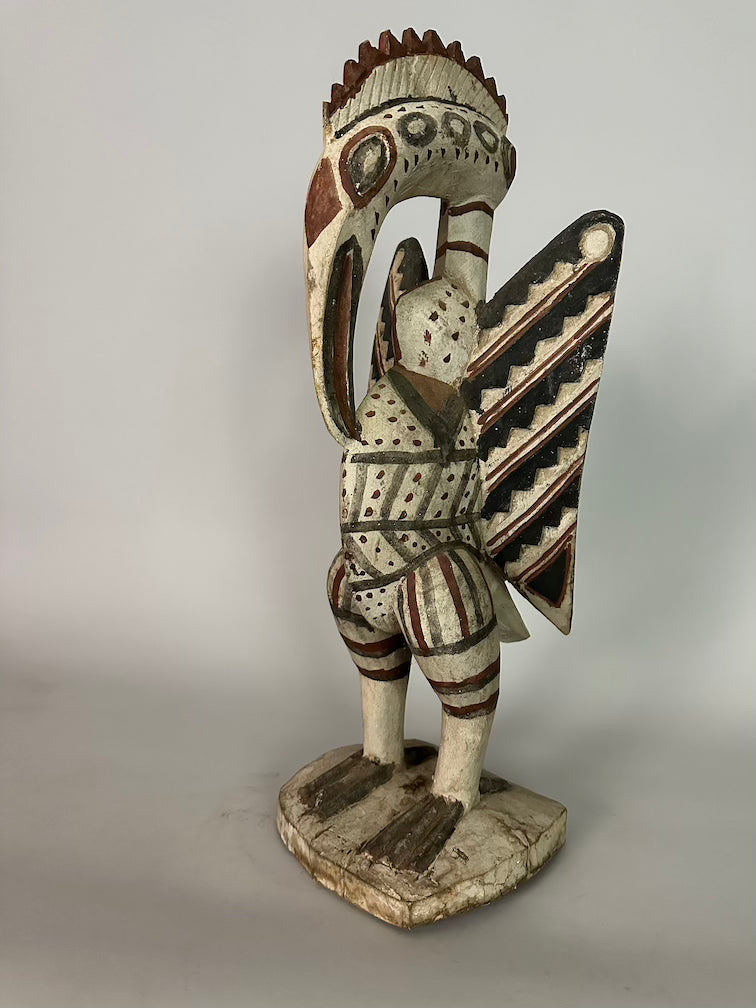 Senufo Contemporary Painted Hornbill Statue | 21" - Mali