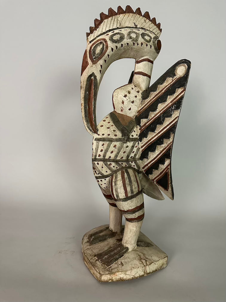 Senufo Contemporary Painted Hornbill Statue | 21" - Mali