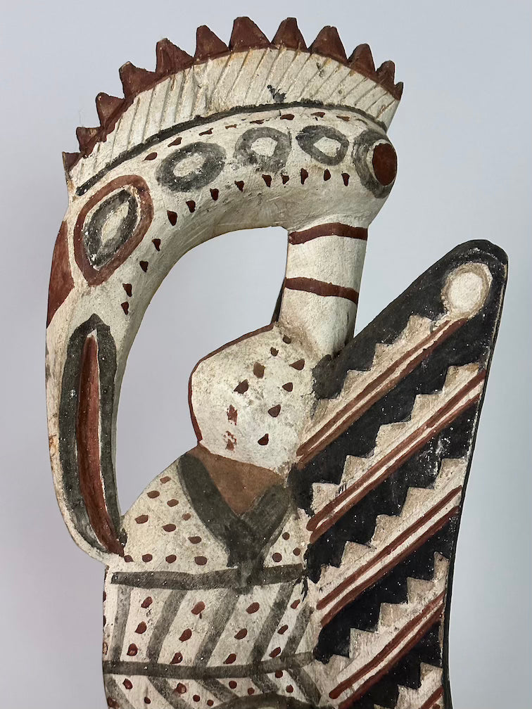 Senufo Contemporary Painted Hornbill Statue | 21" - Mali