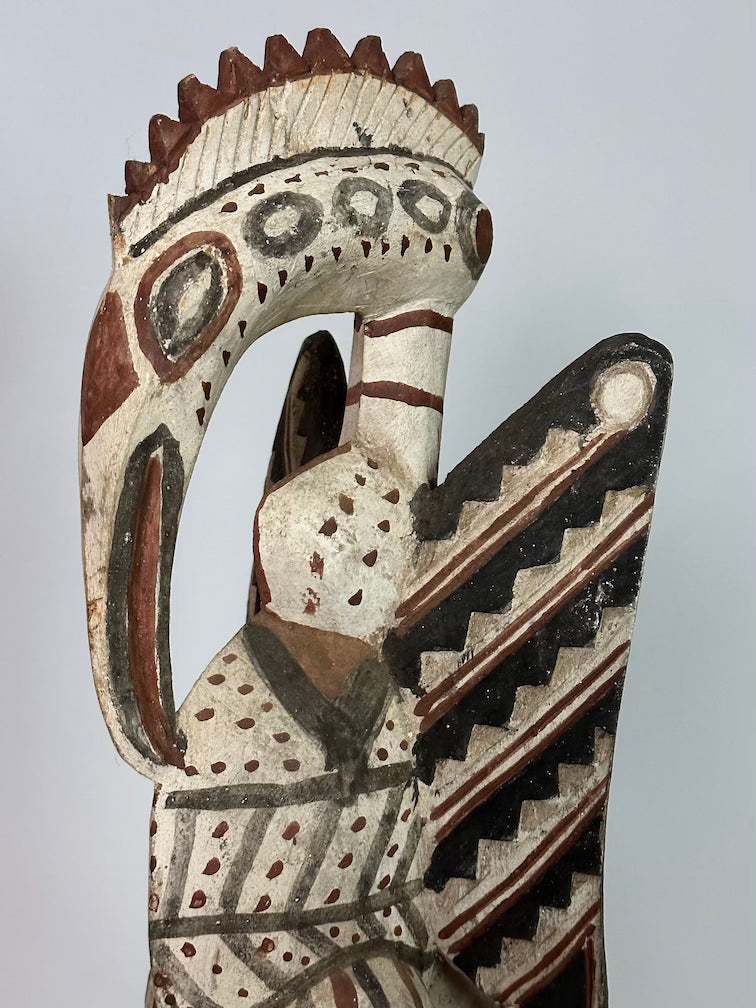 Senufo Contemporary Painted Hornbill Statue | 21" - Mali