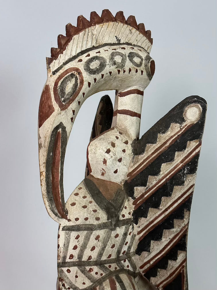 Senufo Contemporary Painted Hornbill Statue | 21" - Mali