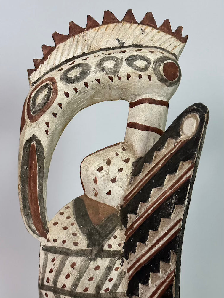 Senufo Contemporary Painted Hornbill Statue | 21" - Mali