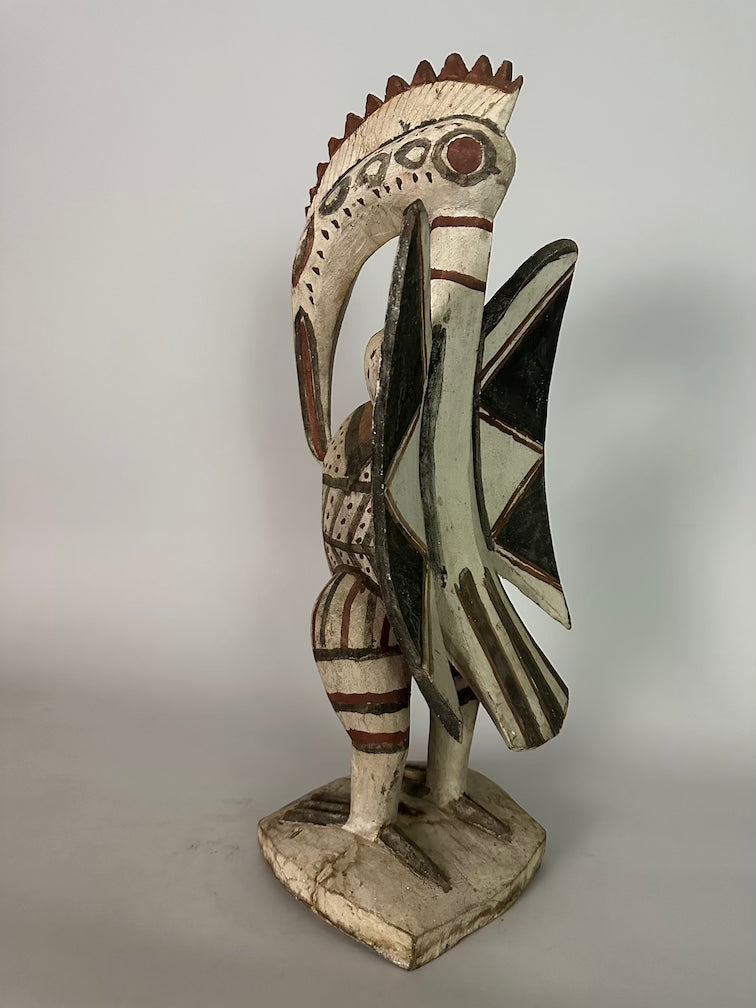 Senufo Contemporary Painted Hornbill Statue | 21" - Mali