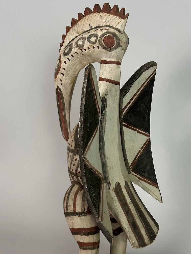 Senufo Contemporary Painted Hornbill Statue | 21" - Mali