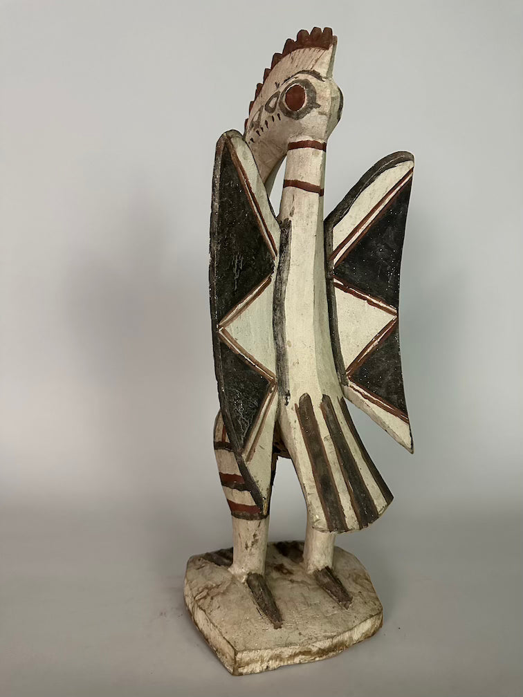 Senufo Contemporary Painted Hornbill Statue | 21" - Mali