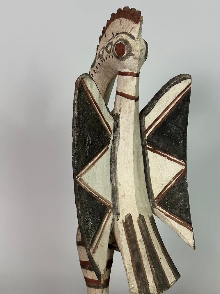 Senufo Contemporary Painted Hornbill Statue | 21" - Mali