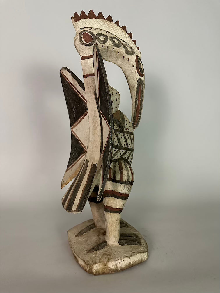 Senufo Contemporary Painted Hornbill Statue | 21" - Mali