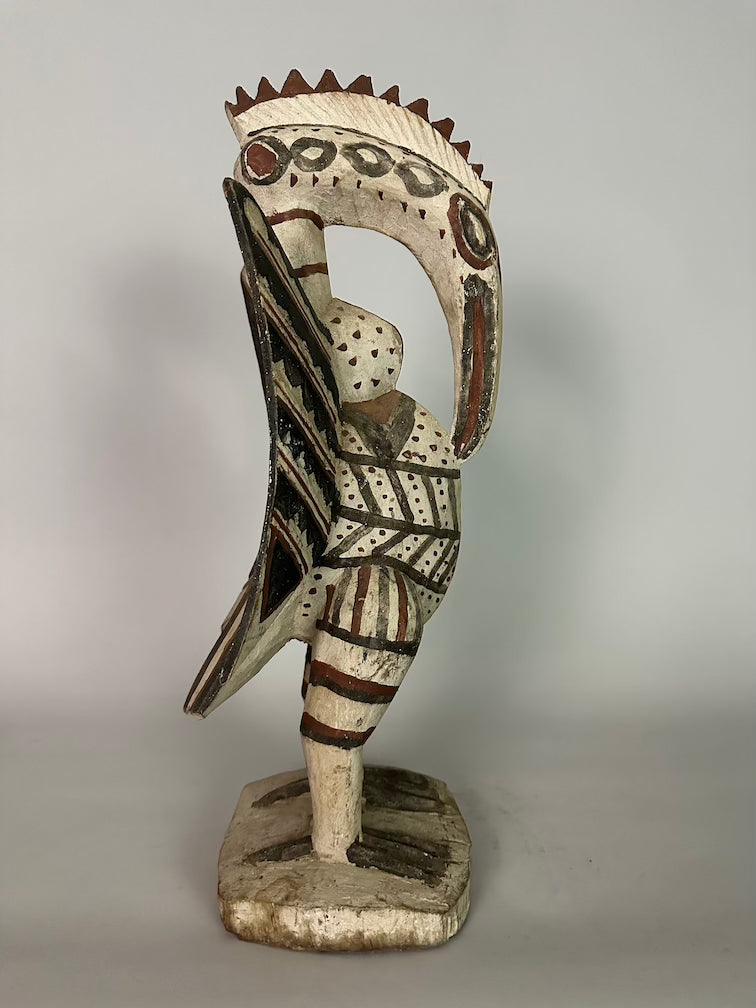 Senufo Contemporary Painted Hornbill Statue | 21" - Mali