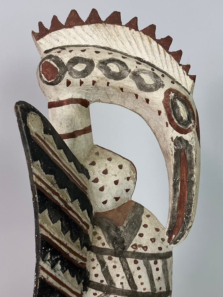 Senufo Contemporary Painted Hornbill Statue | 21" - Mali
