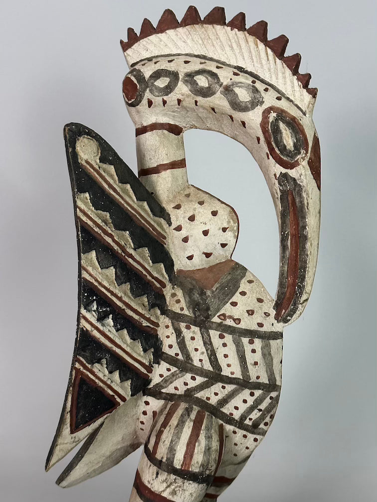 Senufo Contemporary Painted Hornbill Statue | 21" - Mali