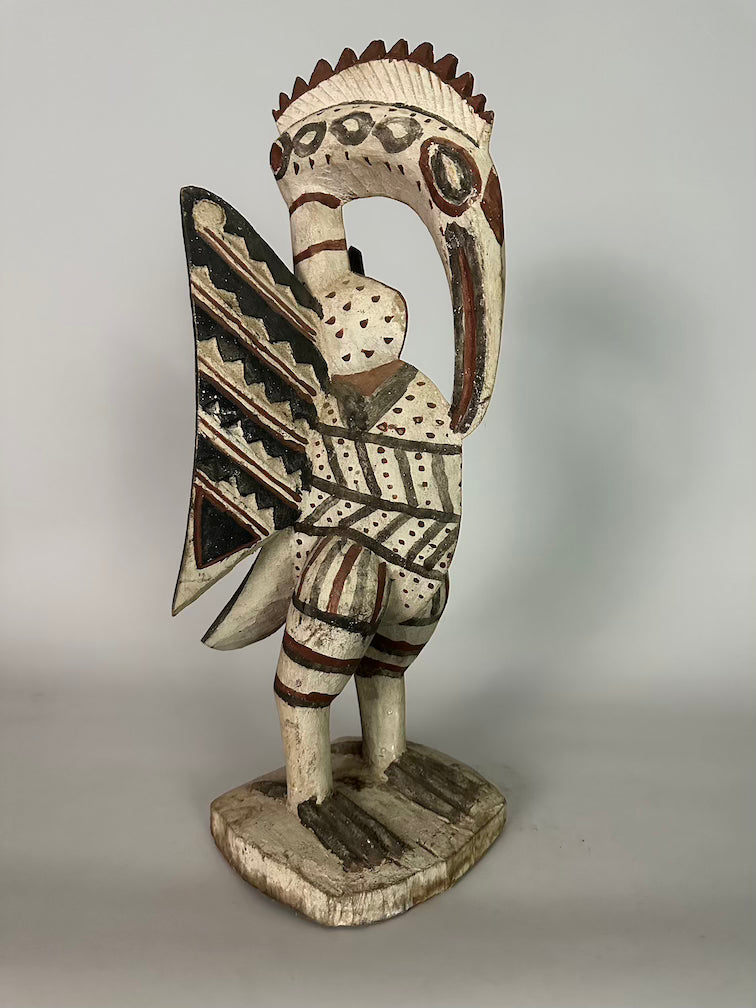 Senufo Contemporary Painted Hornbill Statue | 21" - Mali