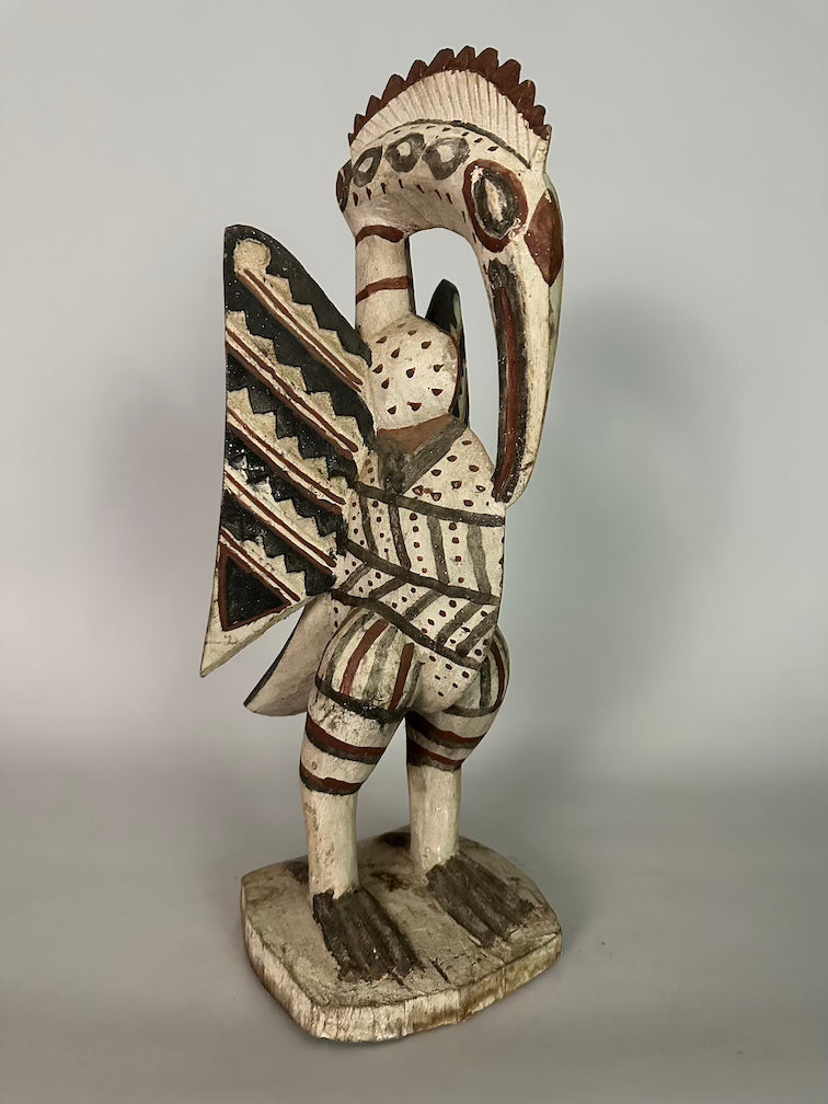 Senufo Contemporary Painted Hornbill Statue | 21" - Mali