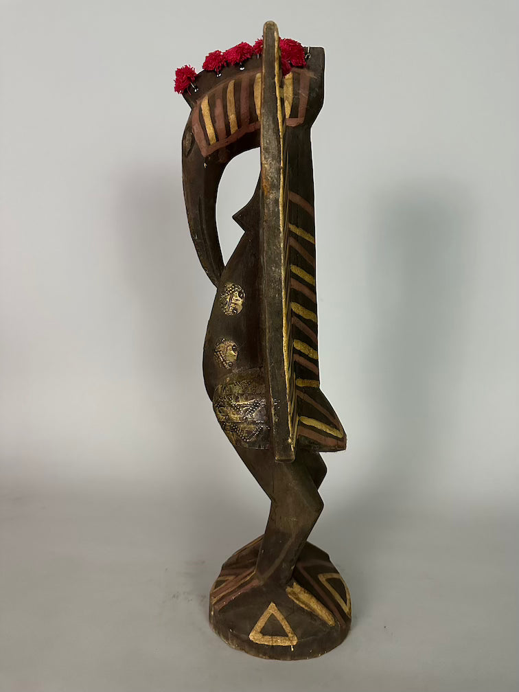 Senufo Contemporary Brass Repoussé-Covered Hornbill Statue | 21" - Mali