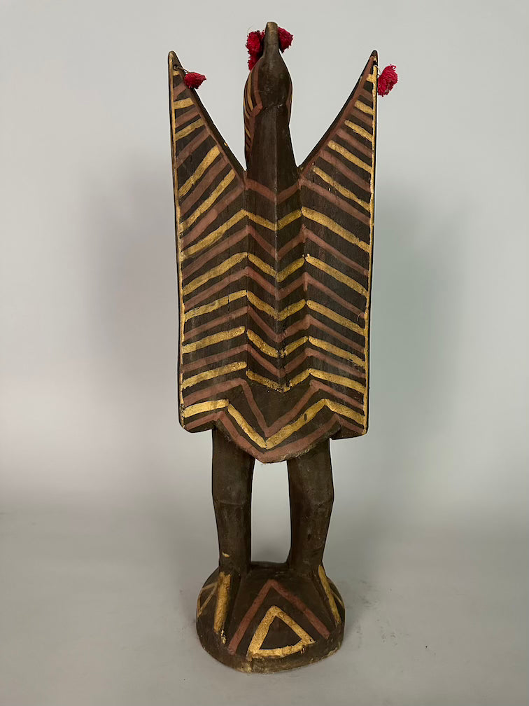 Senufo Contemporary Brass Repoussé-Covered Hornbill Statue | 21" - Mali