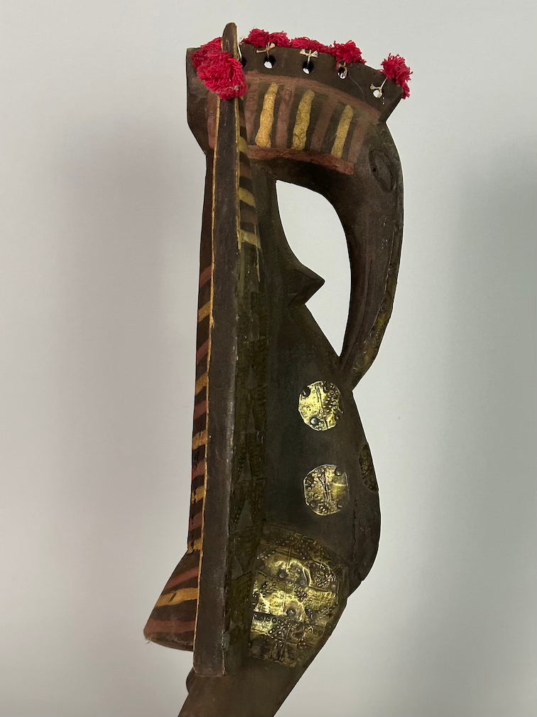 Senufo Contemporary Brass Repoussé-Covered Hornbill Statue | 21" - Mali